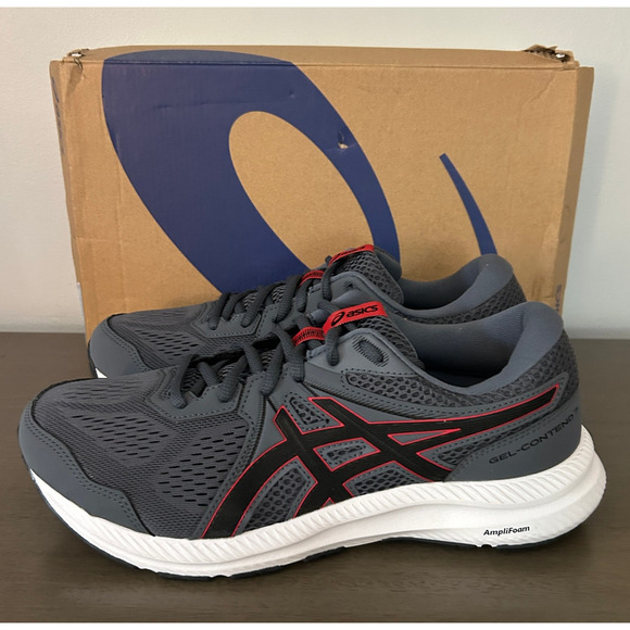 ASICS Gel Contend 7 Running Sneakers Grey Red Extra Wide - Mens 8 - Picture 3 of 10